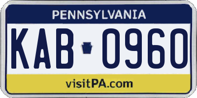 PA license plate KAB0960