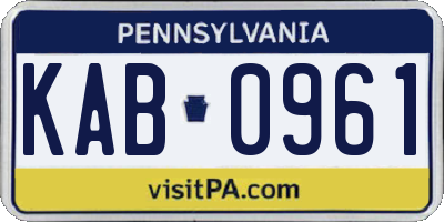 PA license plate KAB0961
