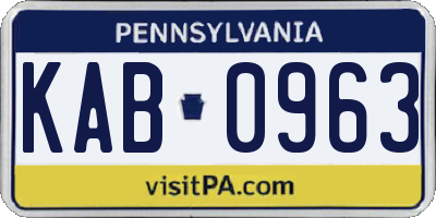 PA license plate KAB0963