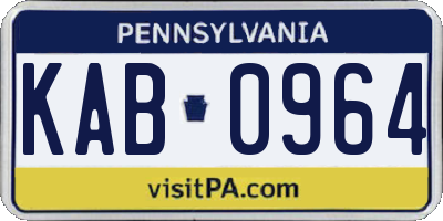 PA license plate KAB0964