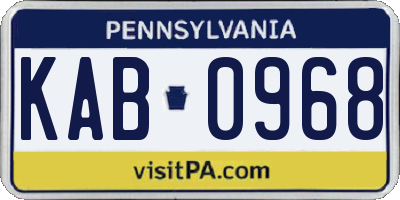 PA license plate KAB0968