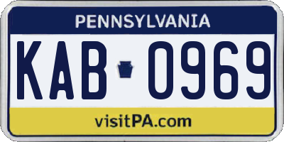 PA license plate KAB0969