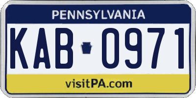 PA license plate KAB0971