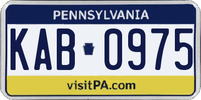 PA license plate KAB0975