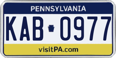 PA license plate KAB0977