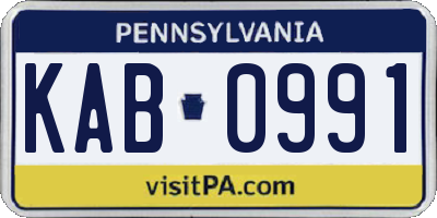 PA license plate KAB0991