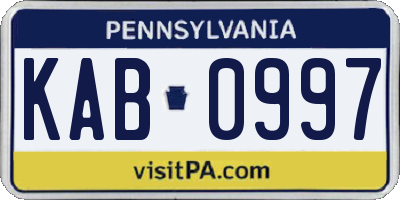 PA license plate KAB0997