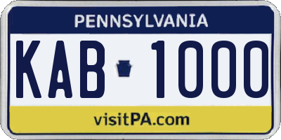 PA license plate KAB1000