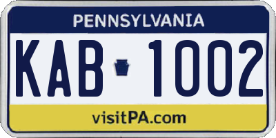 PA license plate KAB1002