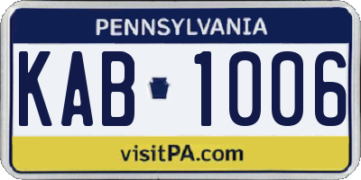 PA license plate KAB1006