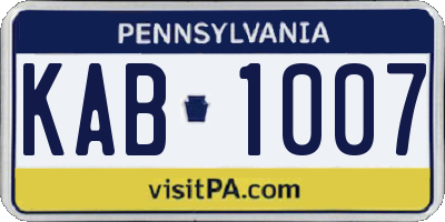 PA license plate KAB1007