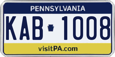 PA license plate KAB1008