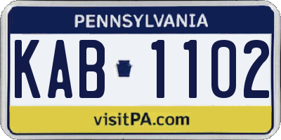 PA license plate KAB1102
