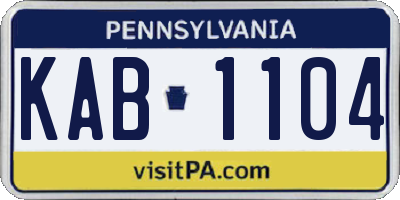 PA license plate KAB1104