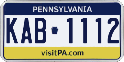 PA license plate KAB1112