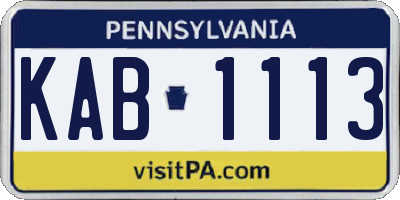 PA license plate KAB1113