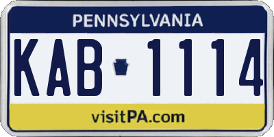 PA license plate KAB1114