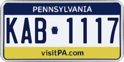 PA license plate KAB1117