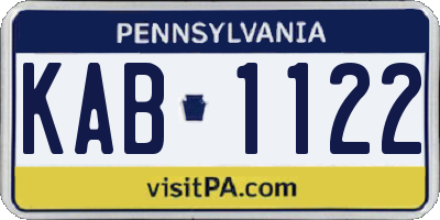 PA license plate KAB1122