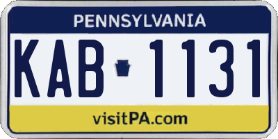 PA license plate KAB1131