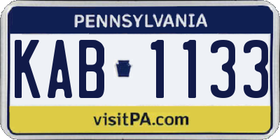 PA license plate KAB1133