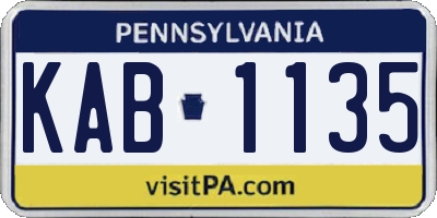 PA license plate KAB1135