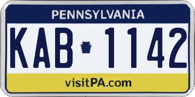 PA license plate KAB1142