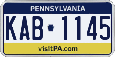 PA license plate KAB1145