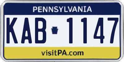 PA license plate KAB1147