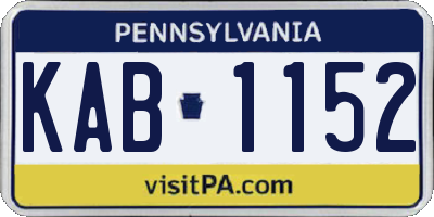 PA license plate KAB1152