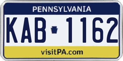 PA license plate KAB1162