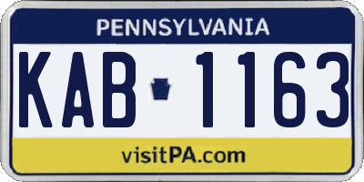 PA license plate KAB1163