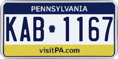 PA license plate KAB1167