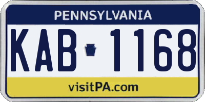 PA license plate KAB1168
