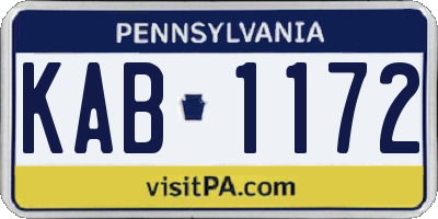 PA license plate KAB1172