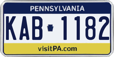 PA license plate KAB1182