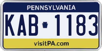 PA license plate KAB1183