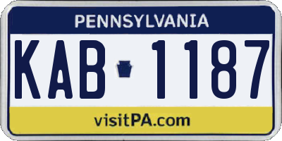 PA license plate KAB1187