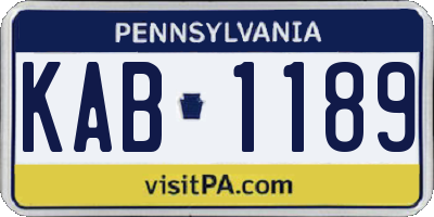 PA license plate KAB1189