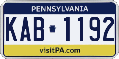 PA license plate KAB1192