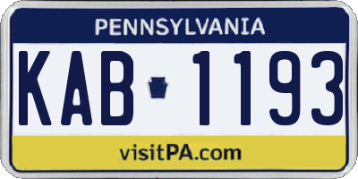 PA license plate KAB1193