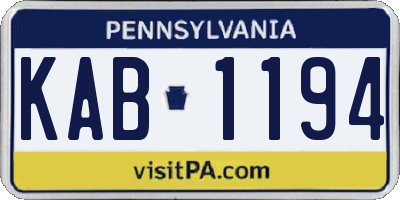 PA license plate KAB1194