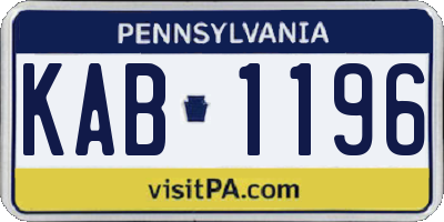 PA license plate KAB1196