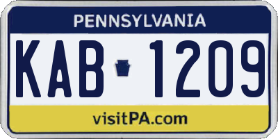 PA license plate KAB1209