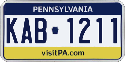 PA license plate KAB1211