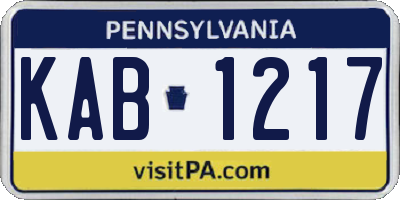 PA license plate KAB1217
