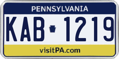 PA license plate KAB1219