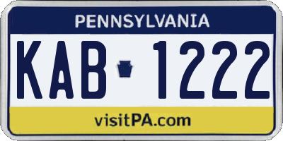 PA license plate KAB1222