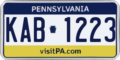 PA license plate KAB1223