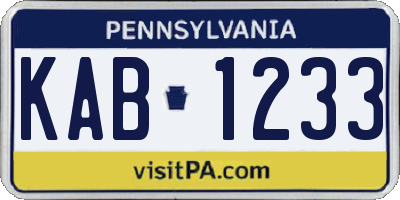 PA license plate KAB1233